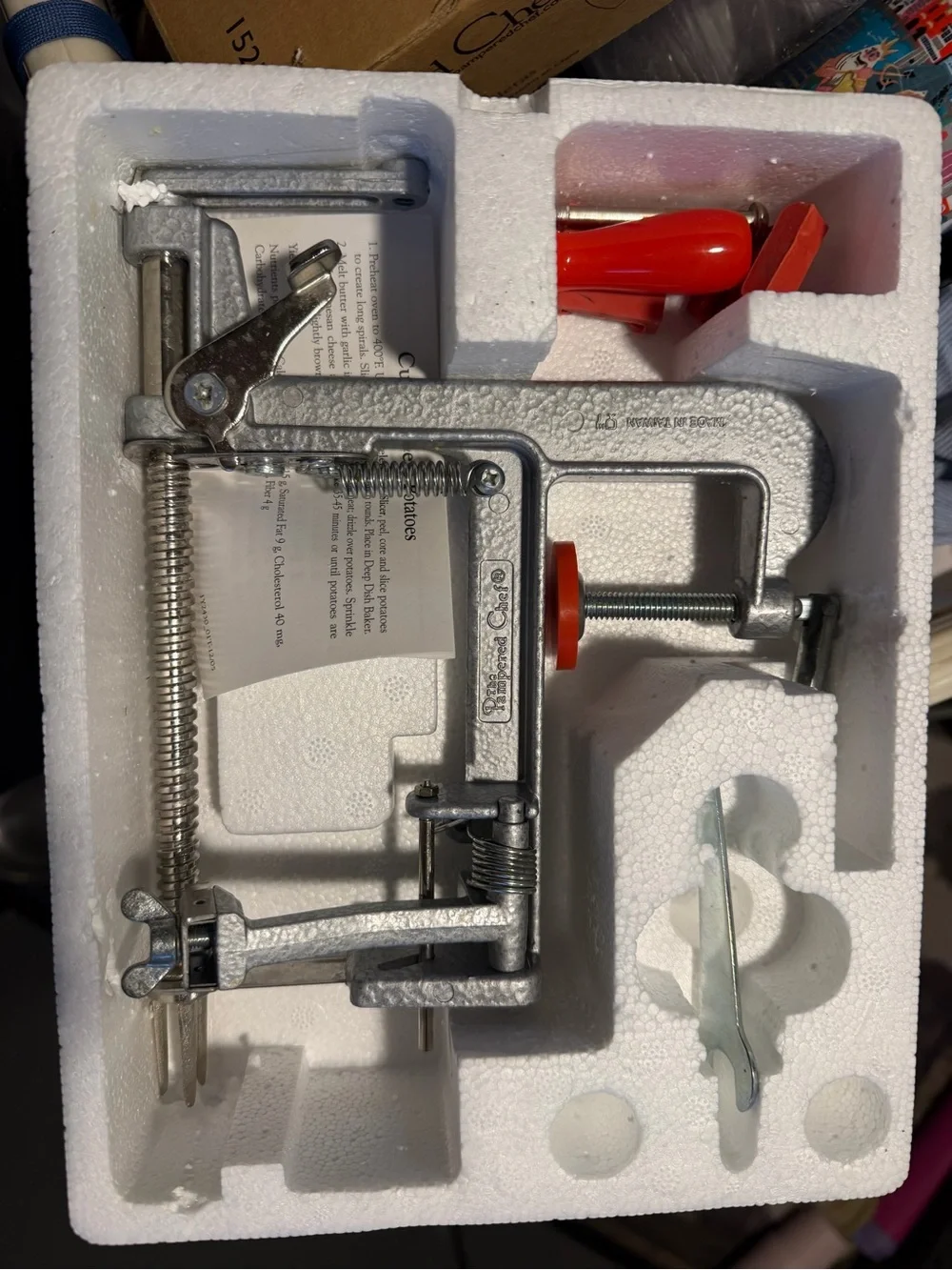 The Pampered Chef Brown Kraft Apple Peeler/Corer/Slicer Packaging